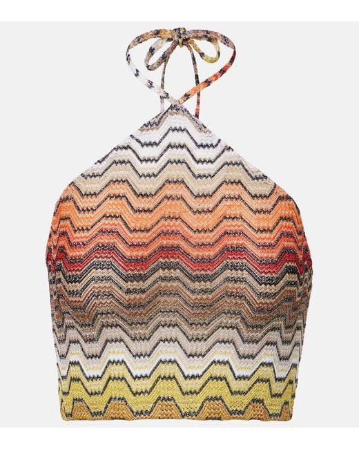 Missoni Gray Wave Halterneck Lame Top