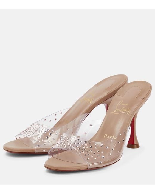 Christian Louboutin Multicolor Nudes Degramule Embellished Mules