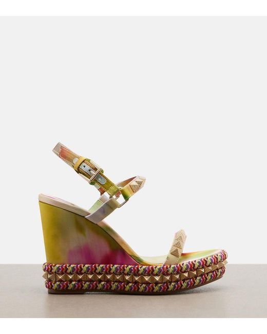 Christian Louboutin Metallic Pyra Clou Embellished Espadrille Wedges