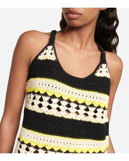Ganni Yellow Crochet Mini Dress