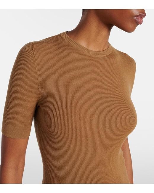 Khaite Brown Celina Ribbed-Knit Wool-Blend Top