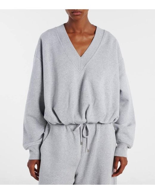 Sportmax Gray Colleg Cotton-Blend Jersey Sweatshirt