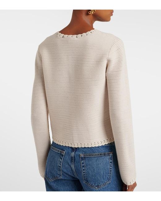 FRAME Natural Crochet-Trimmed Wool-Blend Jacket