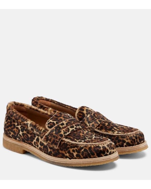 Golden Goose Deluxe Brand Brown Jerry Leopard-Print Calf Hair Penny Loafers