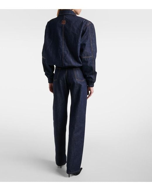 Magda Butrym Blue Oversized Denim Bomber Jacket