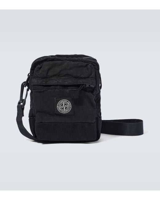 Stone Island Black Compass Linen-blend Crossbody Bag for men