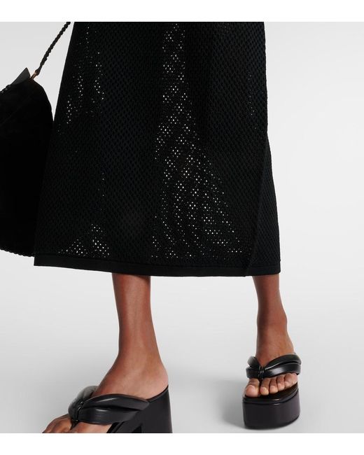 Nili Lotan Black Zera Open-Knit Cotton Maxi Dress
