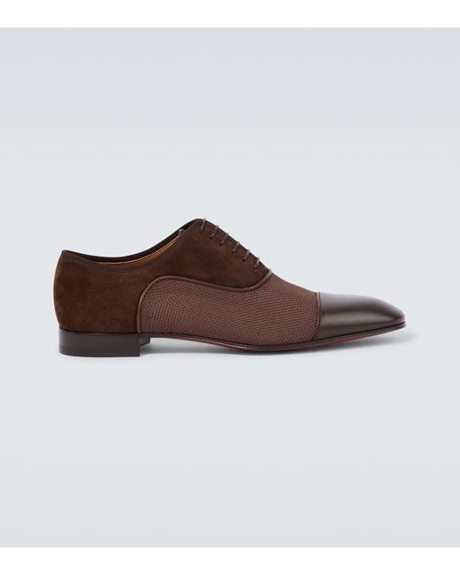 Christian Louboutin Brown Greggo Leather-Trimmed Suede Oxford Shoes for men
