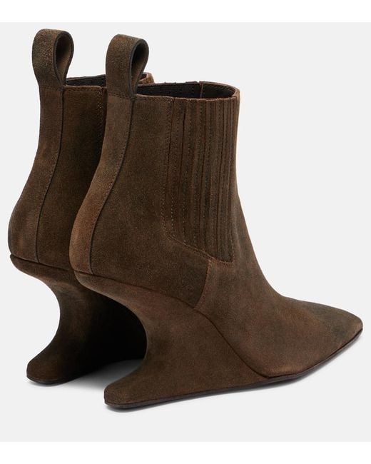 Rick Owens Brown Suede Ankle Boots