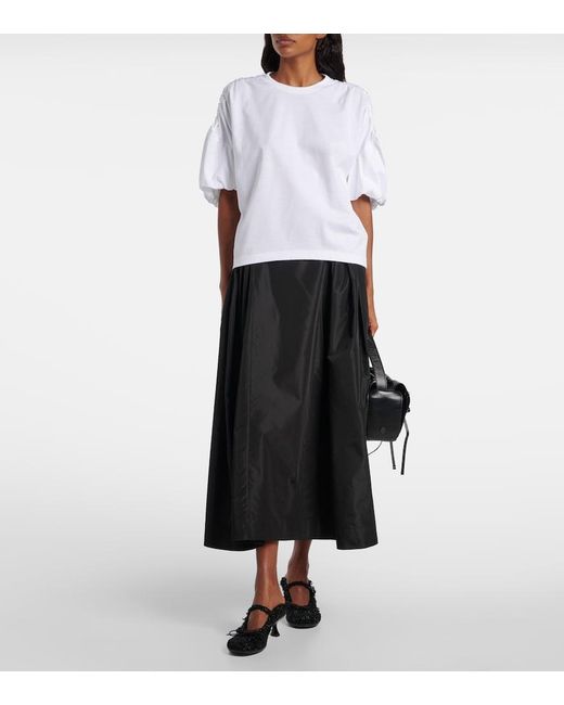 Noir Kei Ninomiya White Gathered Cotton Jersey T-Shirt