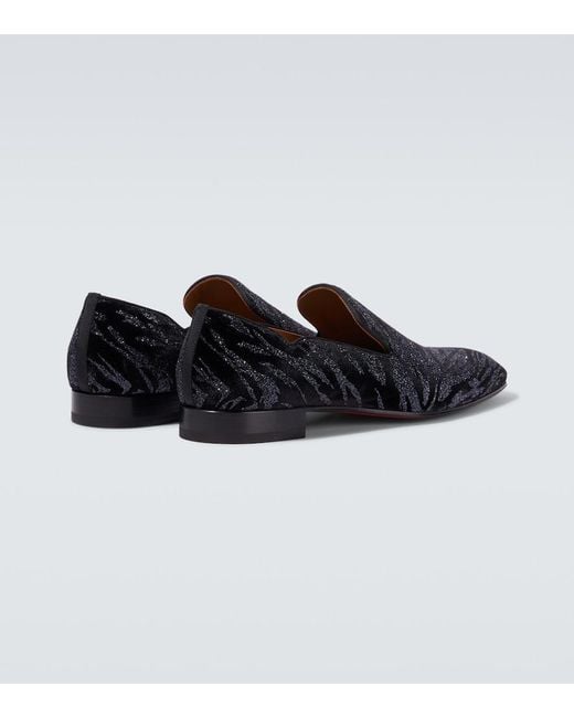 Christian Louboutin Black Dandy Chick Velvet Loafer for men