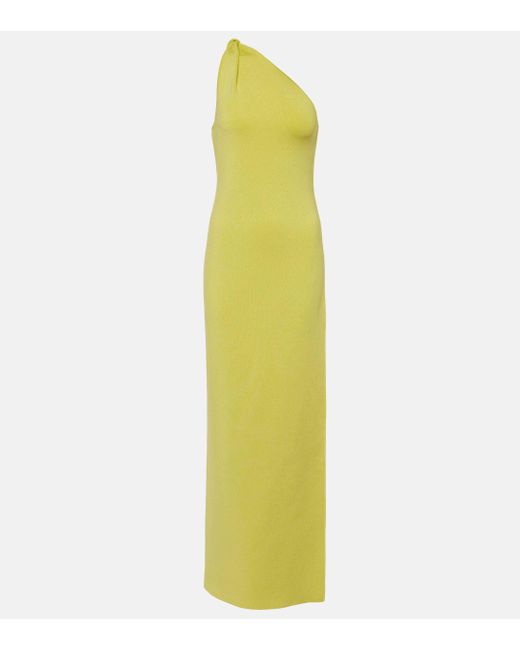 Galvan Yellow Persephone One-shoulder Maxi Dress