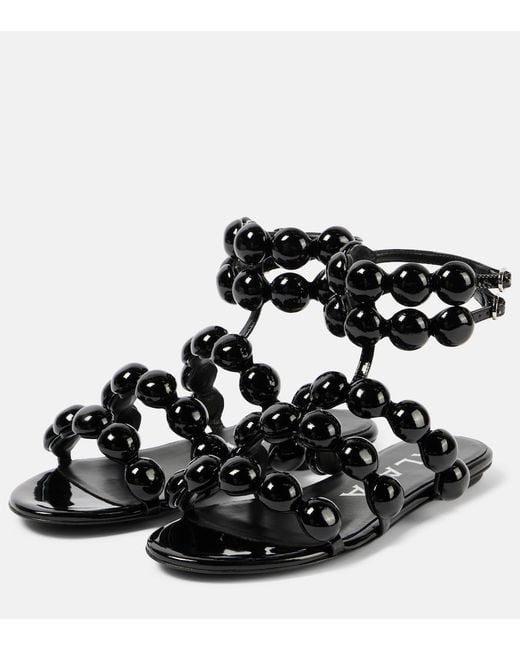 Alaïa Black Sphere Leather Sandals