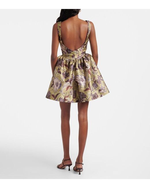 ALÉMAIS Metallic Citron Flounce Floral Minidress