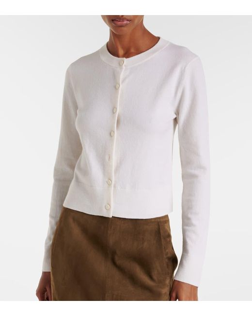 Vince White Wool And Cashmere-Blend Cardigan