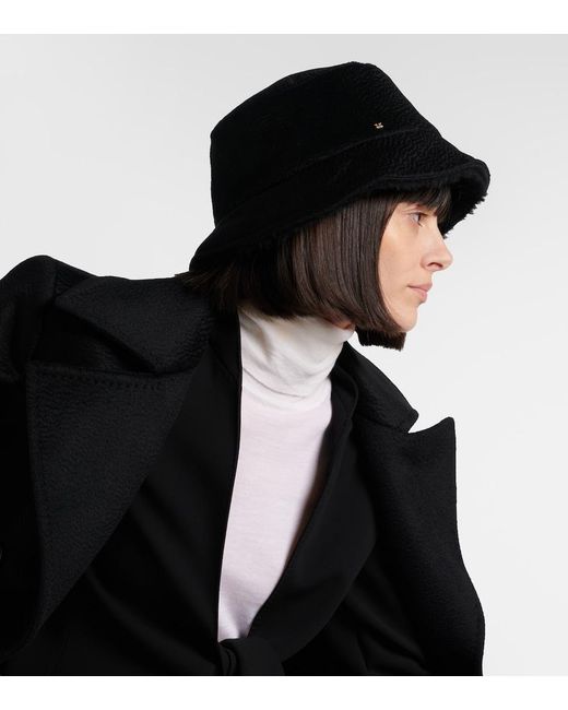 Max Mara Black Fiducia Logo Bucket Hat