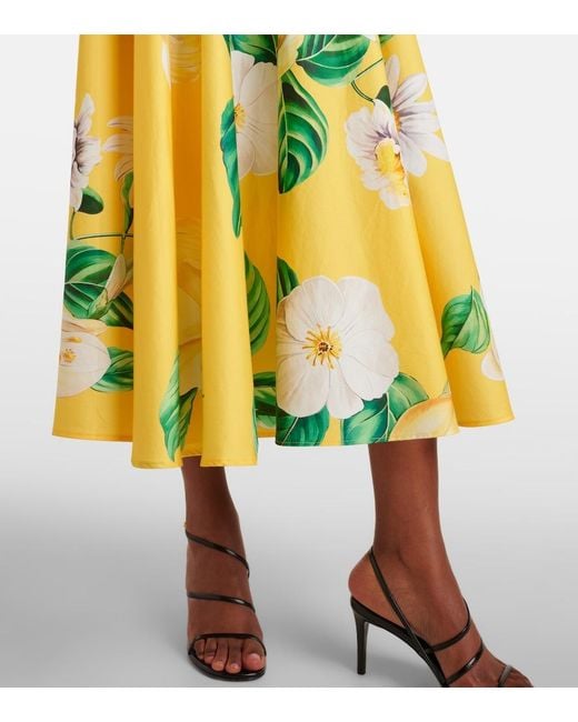 LEO LIN Zara Floral Cotton Shirt Dress in Yellow | Lyst