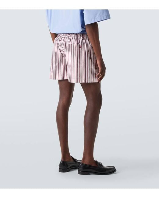 Short Double G Raye En Coton Gucci pour homme en coloris Red