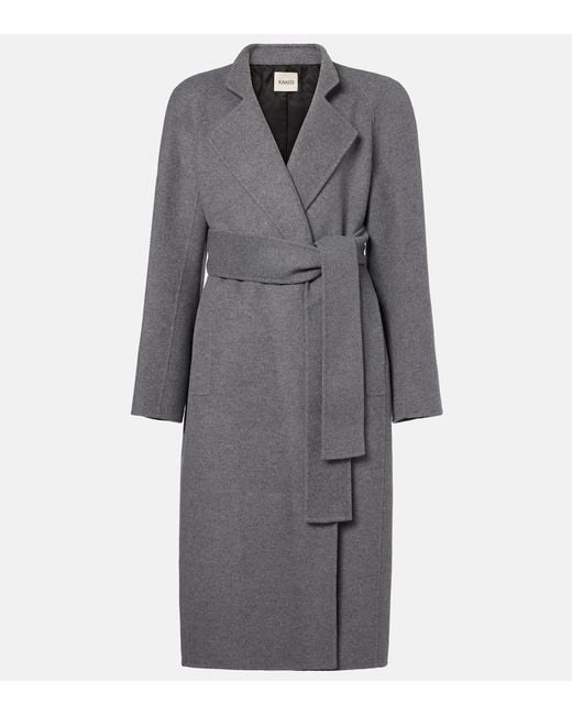 Khaite Gray Deena Wool Wrap Coat