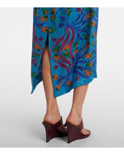Etro Blue Printed Midi Dress