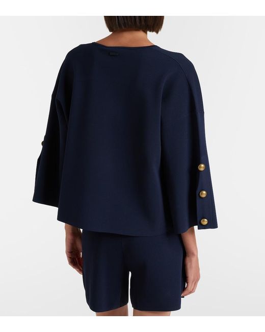 Max Mara Blue Embellished Crepe Top