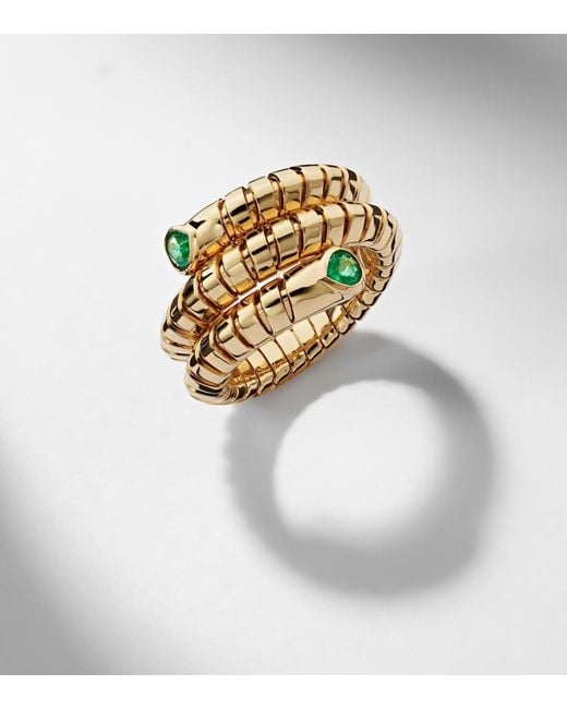 Marina B White Trisola 18Kt Ring With Emeralds