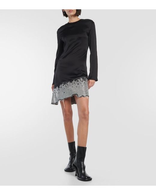 J.W. Anderson Black Deconstructed Satin Minidress