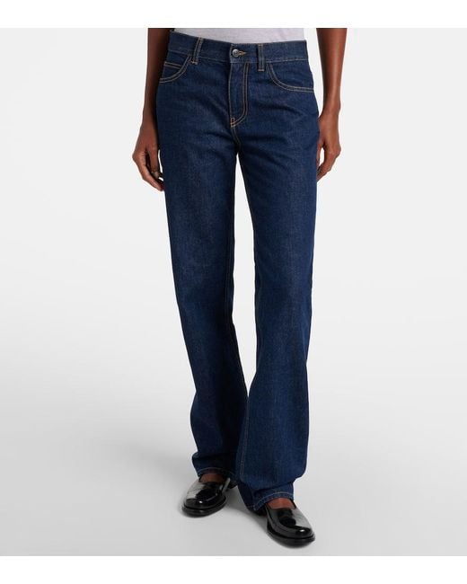 Jean Droit Carlyl A Taille Mi-Haute The Row en coloris Blue