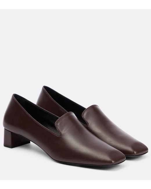 The Row Brown Margaret Leather Loafers