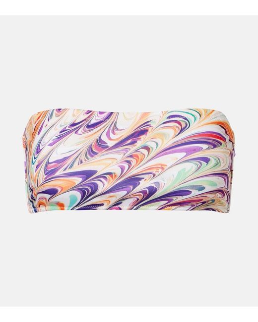 Alexandra Miro Pink Iris Printed Bandeau Bikini Top