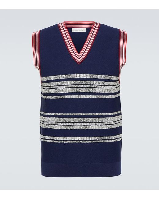 Wales Bonner Blue Shade Striped Sweater Vest for men