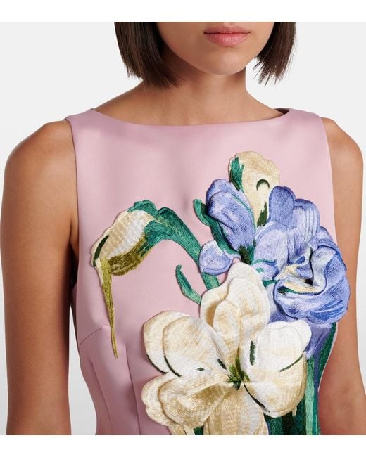 LEO LIN Pink Ali Floral-Applique Minidress