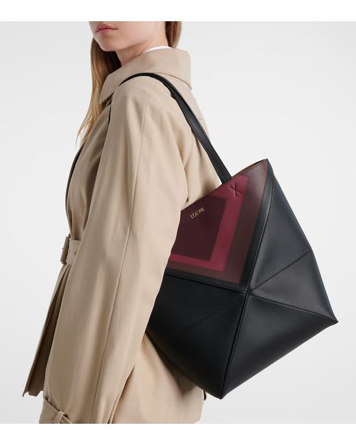Loewe Black Puzzle Fold Square Medium Leather Tote Bag