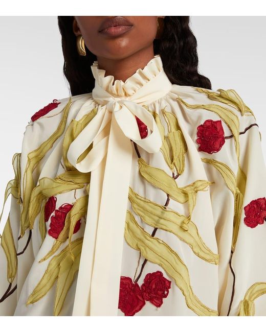 Blusa Cerere De Seda Bordada LaDoubleJ de color White