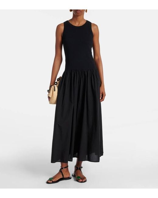 Robe Longue Amelia En Coton Melange Velvet en coloris Black