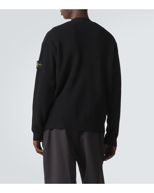 Stone Island Black Compass Cotton Cardigan for men