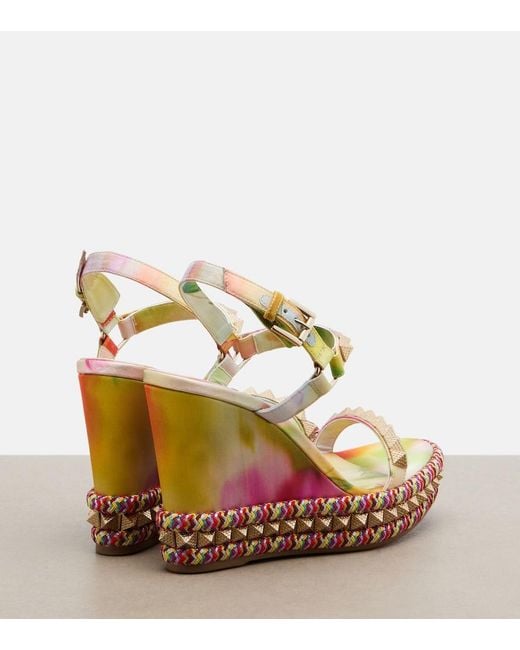 Christian Louboutin Metallic Pyra Clou Embellished Espadrille Wedges