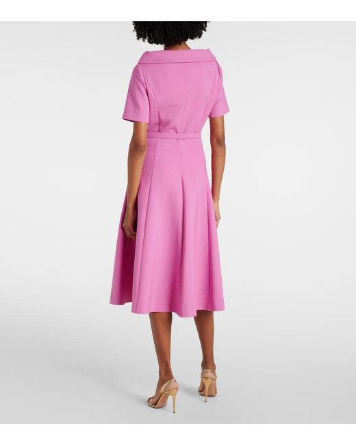 Oscar de la Renta Pink Wool-Blend Midi Dress
