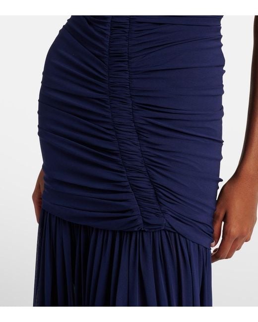 Christopher Esber Blue Orion Ruched Halterneck Gown