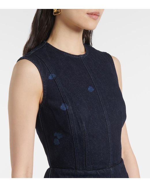 Erdem Blue Floral Denim Midi Dress