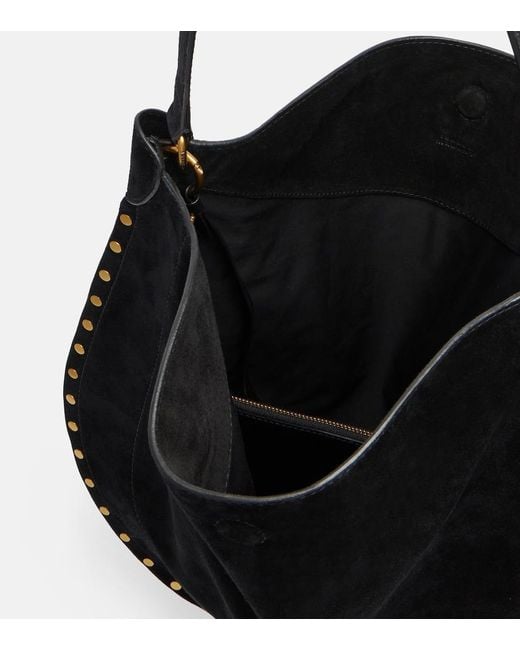 Isabel Marant Black Oskan Soft Medium Suede Shoulder Bag