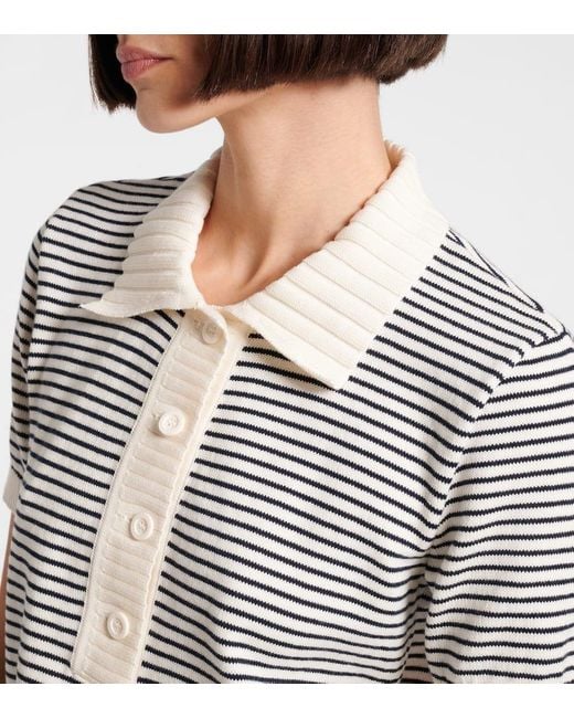 FRAME Metallic Striped Cotton Polo Shirt