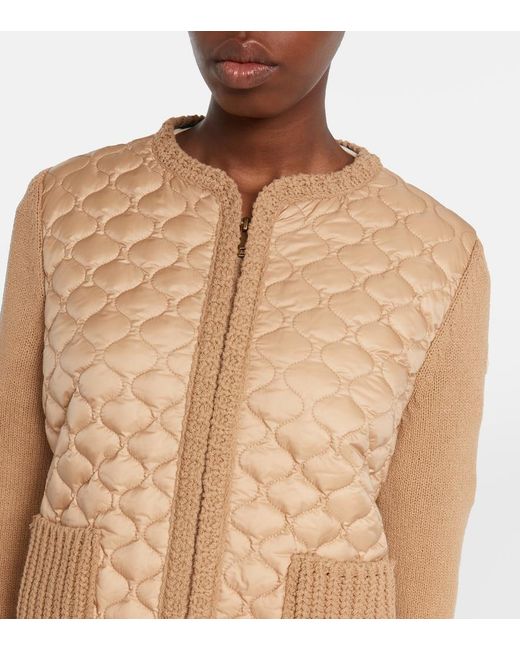 Moncler Natural Down-Paneled Cardigan