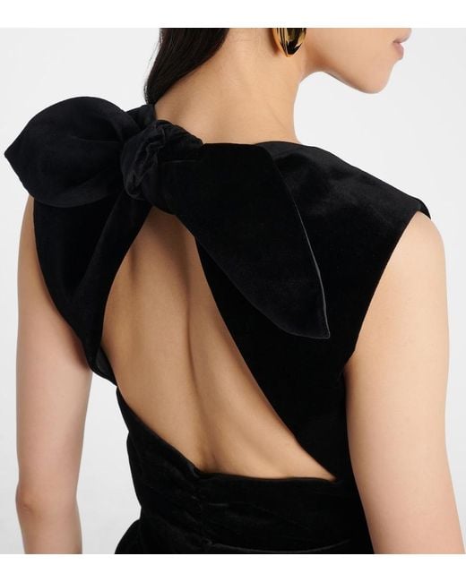 Patou Black Cotton Velvet Balloon Minidress