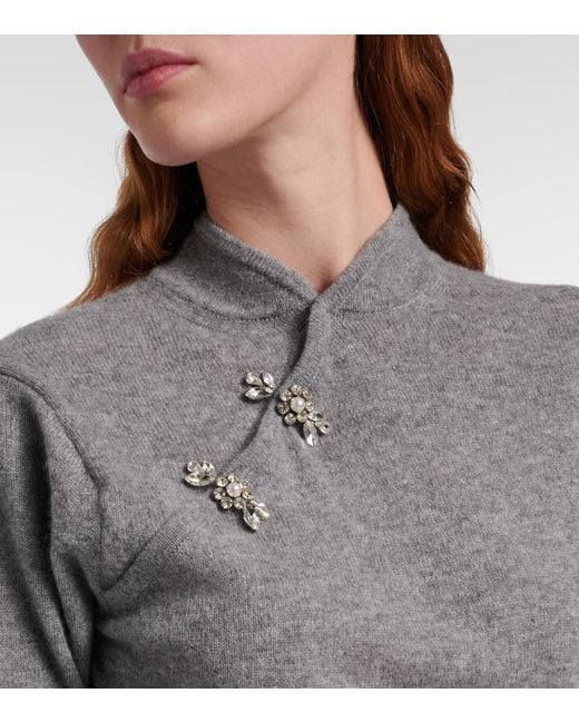 Simone Rocha Gray Embellished Cashmere Sweater