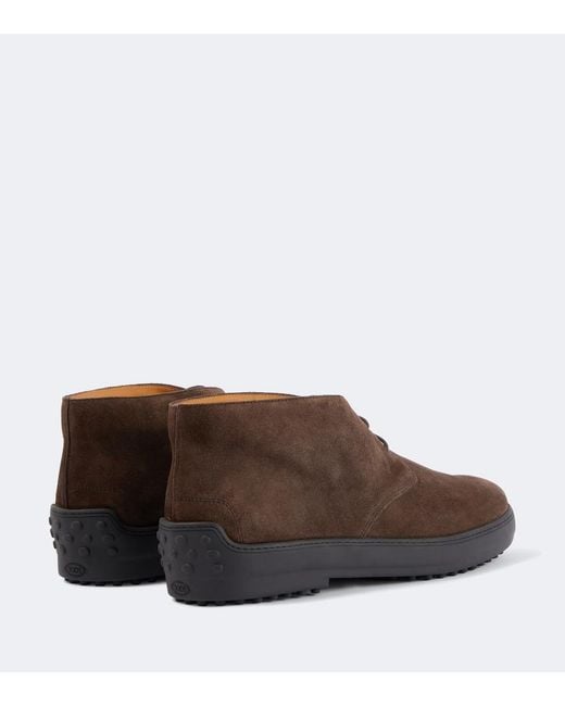 Tod's Brown Suede Combat Boots for men