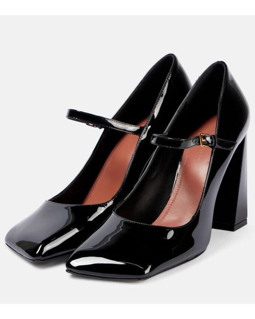 AMINA MUADDI Black Charlotte 95 Patent Leather Mary Jane Pumps