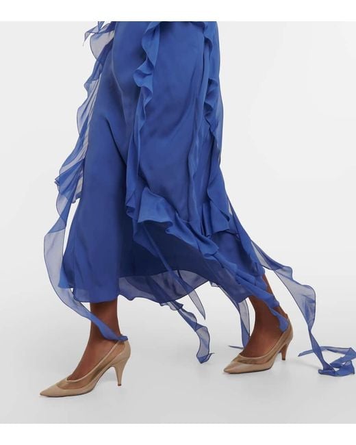Khaite Blue Pim Ruffled Kleid