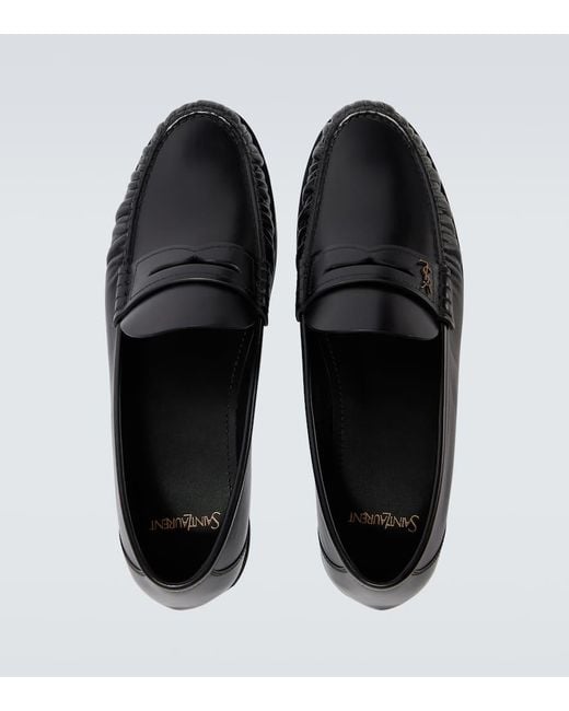 Saint Laurent Black Laurent Leather Penny Loafers for men