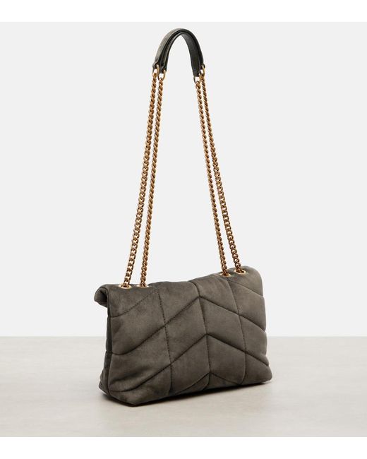 Saint Laurent White Puffer Toy Suede Shoulder Bag
